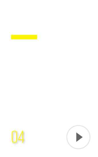 Minimalist design with the words “Steel Fabrications” in white at the top, a yellow underline, the number “04” in yellow at the bottom left, and a white circle with a gray play triangle at the bottom right.